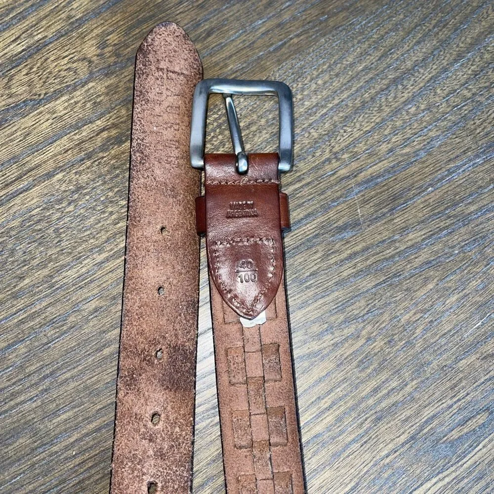 Chaps Ralph Lauren Leather Belt Men/Women Size 40/100 Brown Woven Classic